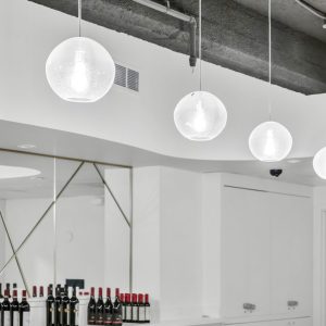 White Lights and Wines Inside of a Restaurant